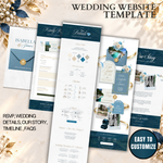 Dusty Blue & Gold Wedding Website Template with RSVP | Editable Canva Wedding Website | Digital Wedding Invitation | Instant Download