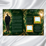 Green & Gold Funeral Program Template: 8-Page Memorial (Canva PDF)