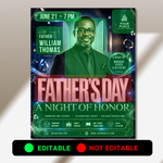 Father’s Day Flyer Template for Night of Honor, Event Guest Speaker Modern Blue & white Editable Canva