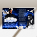 Blue Funeral Program Canva Template | 8 Page Memorial Booklet (Canva, PDF)