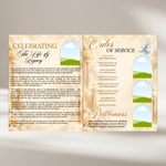 White Gold Funeral Program Template: 8-Page Memorial Program