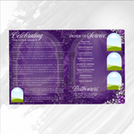 Purple & White Roses Funeral Program Template: 8-Page Memorial (Canva PDF)