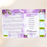 Purple Roses Funeral Program Template: 8-Page Memorial (Canva PDF)
