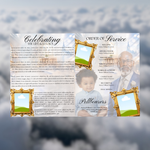Blue & Gold Funeral Program Template: 8-Page Memorial (Canva PDF)