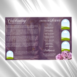 Purple Floral Funeral Program Template, 8-Page Memorial (Canva, PDF)