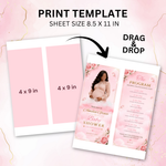 Editable Pink Baby Shower Program Template with Photo | Baby Shower Itinerary | It's a Girl Celebration | Order of Events Canva