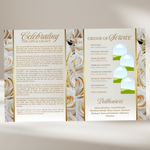 White Gold Funeral Program Template: 8-Page Memorial Program
