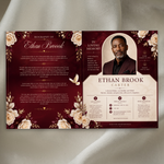 Red Funeral Program Canva Template | 8 Page Memorial Booklet