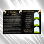 Black & Gold Roses Funeral Program Template: 8-Page Memorial (Canva PDF)