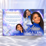 Blue & Gold Funeral Program Template: 12-Page Memorial (Canva PDF)