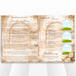 Cream & Beige Roses Arch funeral program – life story and order of service pages