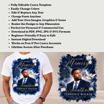 Memorial T-Shirt Canva Template, Blue In Loving Memory, Celebration of Life Design