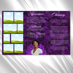 Purple Roses Funeral Program Template: Trifold Memorial (Canva Template)