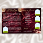Maroon Roses Funeral Program Template: 8-Page Memorial (Canva PDF)