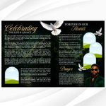 Green & Gold Floral Funeral Program Template, 8-Page Memorial (Canva, PDF)