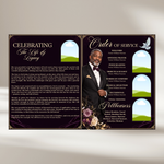 Purple Roses Funeral Program Template: 8-Page Memorial (Canva PDF)