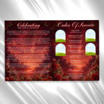 Red & Gold Funeral Program Canva Template |8 Page Memorial Booklet
