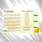 Yellow & Brown Roses Funeral Program Template: 8-Page Memorial (Canva PDF)