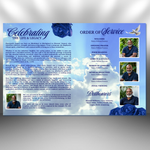 Blue Funeral Program Template: 8-Page Memorial, Celebration of Life (Canva, PDF Download)