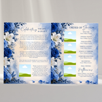 Blue & White Funeral Program Template: 8-Page Memorial (Canva PDF)