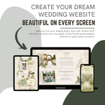 Green & White Floral Wedding Website Template with RSVP: Editable Canva Design (Digital Download)