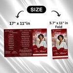 Red Roses Funeral Program Template: Trifold Memorial (Canva Template)