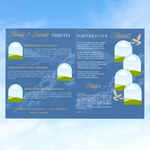 Blue & Gold Roses Funeral Program Template, Memorial Obituary (Canva Template)