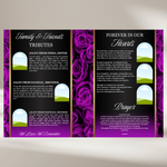 Royal Purple Roses Funeral Program Template: Celebration of Life (Canva, 8 Pages, Digital Download)