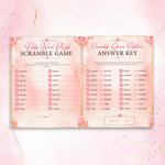 Pink Baby Shower, Activity Booklet, Baby Shower Template, Printable Party Games, 12-Page(Canva Editable, Digital Download)