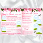 Pink Rose Floral Funeral Program Template, 8-Page Memorial (Canva, PDF)
