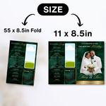 Emerald Green Wedding Program Template, 4-Page Bi-Fold Ceremony Booklet (Digital Download)