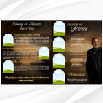 Black & Gold Floral Funeral Program Template, 8-Page Memorial (Canva, PDF)