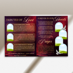 Red & Purple Funeral Program Canva Template | Red and Purple Theme | 8 Page Memorial Booklet