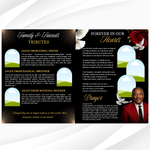 Red & Black Floral Funeral Program Template, 8-Page Memorial (Canva, PDF)