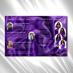 Royal Purple Roses Funeral Program Template: 8-Page Memorial (Canva PDF)