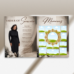 Back & Gold Funeral Program Canva Template | Gold Theme | 8 Page Memorial Booklet