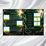 Green & Gold Funeral Program Template: 8-Page Memorial (Canva PDF)