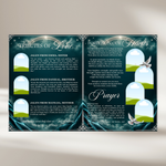 Deep Teal Green Roses Funeral Program Template: 8-Page Memorial (Canva PDF)