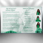 Green Roses Funeral Program Template: 8-Page Memorial (Canva, PDF Download)