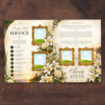 White & Green Funeral Program Canva Template | 8 Page Memorial Booklet