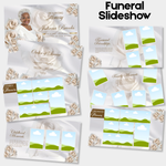 White & Gold Funeral Slideshow Template, Celebration of Life (Canva, 21 Slides, MP4)