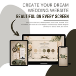 Green & White Floral Wedding Website Template with RSVP: Editable Canva Design (Digital Download)