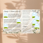 White Roses Funeral Program Template, Memorial Obituary (Canva Template)