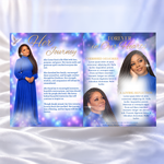 Blue & Gold Funeral Program Template: 12-Page Memorial (Canva PDF)