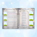 Blue Roses Funeral Program Template, Memorial Obituary (Canva Template)