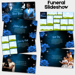 Blue & Black Funeral Slideshow Template, Celebration of Life (Canva, 30 Slides, MP4)