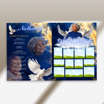 Blue & Gold Funeral Program Canva Template |8 Page Memorial Booklet