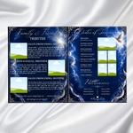 Blue & Silver Funeral Program Template: 8-Page Memorial (Canva PDF)