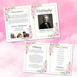 Blush Floral Funeral Program Template: Elegant Celebration of Life (Canva PDF)