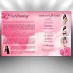 Pink Rose Funeral Program Template: 8-Page Memorial, Celebration of Life (Canva, PDF Download)